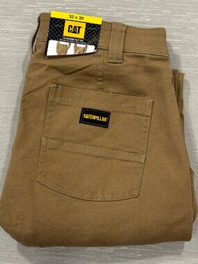 CAT Caterpillar Utility Work Pants Mens 32 x 30 Brown Flex Waistband Cell Pocket